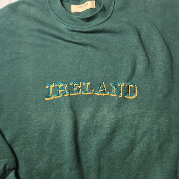 Vintage Irish Sweatshirt Men's Large Green Embroidered Sweatshirt Jerzees Y2K - Picture 7 of 7